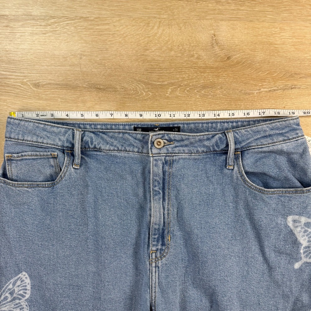 Hollister Ultra High Rise Dad Jeans Denim Straight Leg 34x30 Y2K Whimsical 90s - Picture 10 of 13